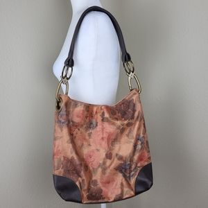 Braciano metallic floral canvas shoulder bag